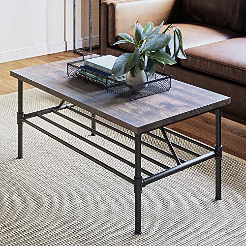 Nathan James 31301 Maxx Industrial Pipe Metal and Rustic Wood Coffee Table 41