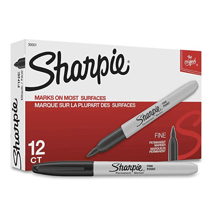 Sharpie Permanent Markers, Fine Point, Black, 12 Count, only $5.00