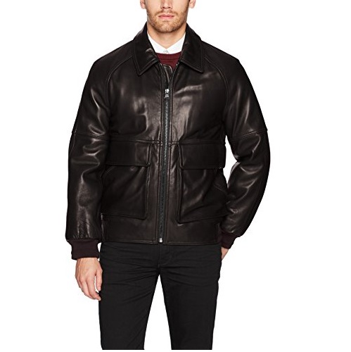 Marc New York by Andrew Marc Men's Coles Smooth Lamb Shirt Collar Bomber Jacket, Only $115.96, free shipping