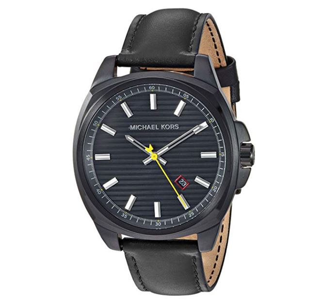 Michael Kors 男士 Bryson 真皮錶帶手錶，現僅售$70, 免運費！