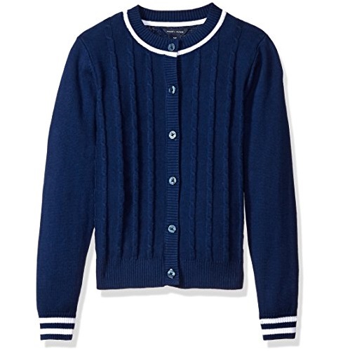Tommy Hilfiger Big Girls Core Cardigan, Medium Navy, Large/12/14, Only $16.12, You Save $23.38(59%)