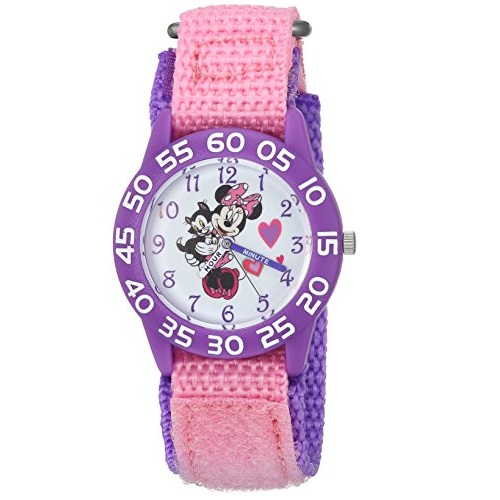 DISNEY Girl's Minnie Mouse' Quartz Plastic and Nylon Casual Watch, Color:Pink (Model: WDS000165), Only $17.59
