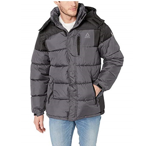 Reebok Men's Sporty Heavy Weight Hooded Bubble Jacket, Only $30.57, free shipping