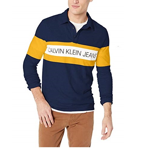 Calvin Klein Men's Long Sleeve Logo Rugby Shirt, Only $22.02