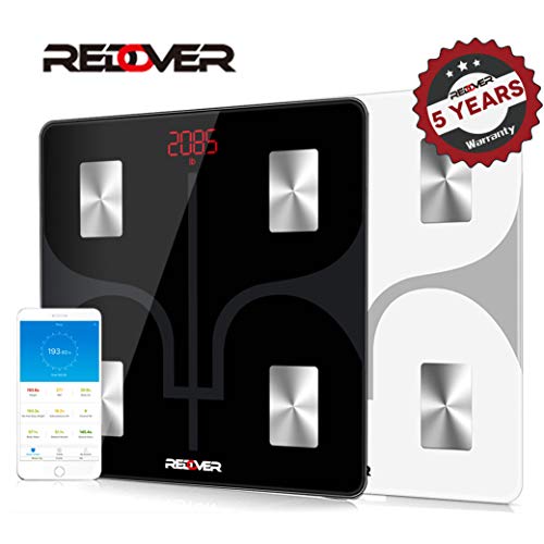 REDOVER-Bluetooth Body Fat Scale with Free IOS and Android App, Smart Wireless Digital Bathroom Scale for Body Weight, Body Fat, Water, Muscle Mass, BMI, BMR, Bone Mass and Visceral Fat, Only$29.69