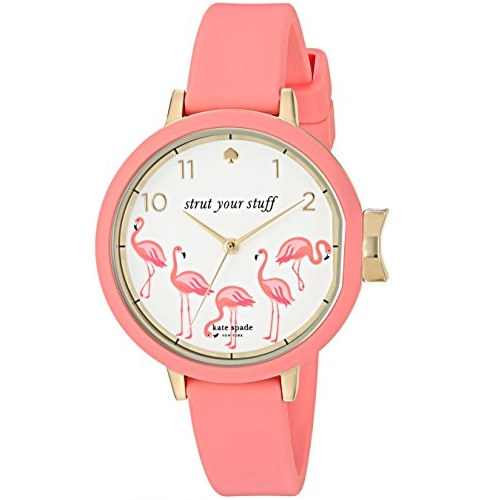 kate spade new york Women's Park Row Stainless Steel Quartz Watch with Silicone Strap, Pink, 11.6 (Model: KSW1444, Only $99.99, free shipping