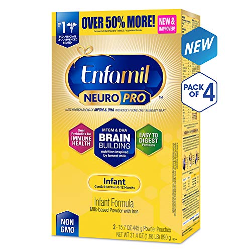 Enfamil NeuroPro Baby Formula Milk Powder Refill, 31.4 ounce (Pack of 4) - MFGM, Omega 3 DHA, Probiotics, Iron & Immune Support, Only $119.97, free shipping after clipping coupon and using SS