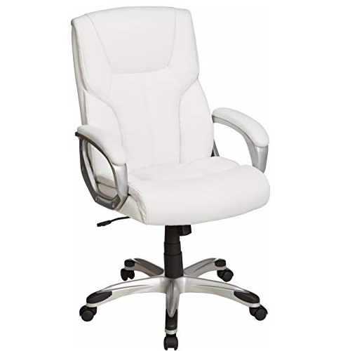 AmazonBasics High-Back Executive Swivel Chair - White with Pewter Finish, Only $99.00, free shipping