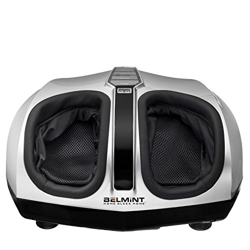 Belmint Shiatsu SUPER-STRONG Deep Tissue Foot Massager Machine w/Heat Function, Multi-Setting, Deep-Kneading, Foot sizes 6 to 10.5 – Silver, Only