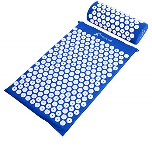 ProSource Acupressure Mat and Pillow Set for Back/Neck Pain Relief and Muscle Relaxation, Blue, Only $16.99