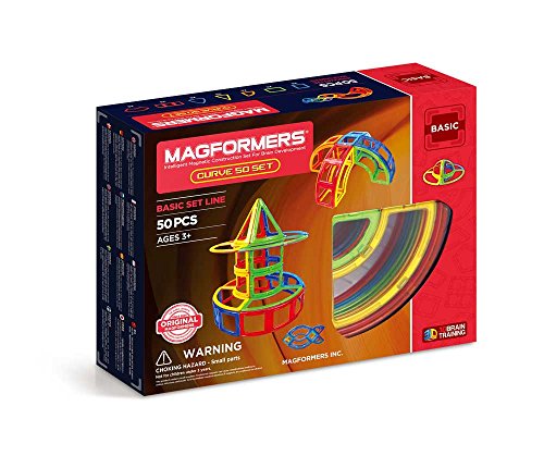 Magformers Curve (50-Pieces) Building  Set Rainbow Colors Magnetic Building Blocks, Educational  Magnetic Tiles Kit , Magnetic Construction  STEM Toy Set, Only $49.85, You Save $50.14(50%)