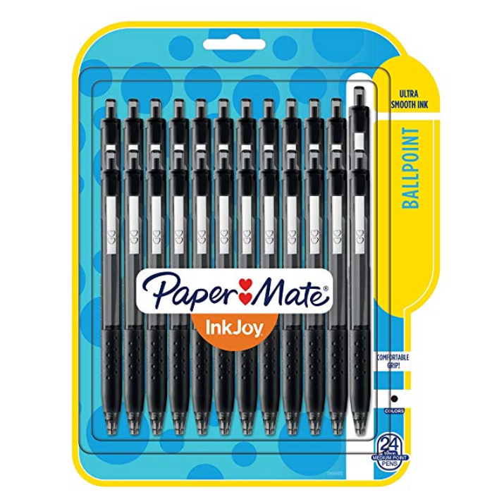 Paper Mate 1945925 InkJoy 300RT Retractable Ballpoint Pens, Medium Point, Black, 24 Count $7.99