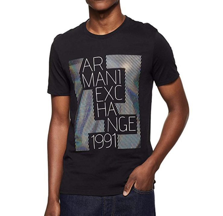 Armani Exchange阿玛尼metallic Graphic 男T恤, 现仅售$21.49