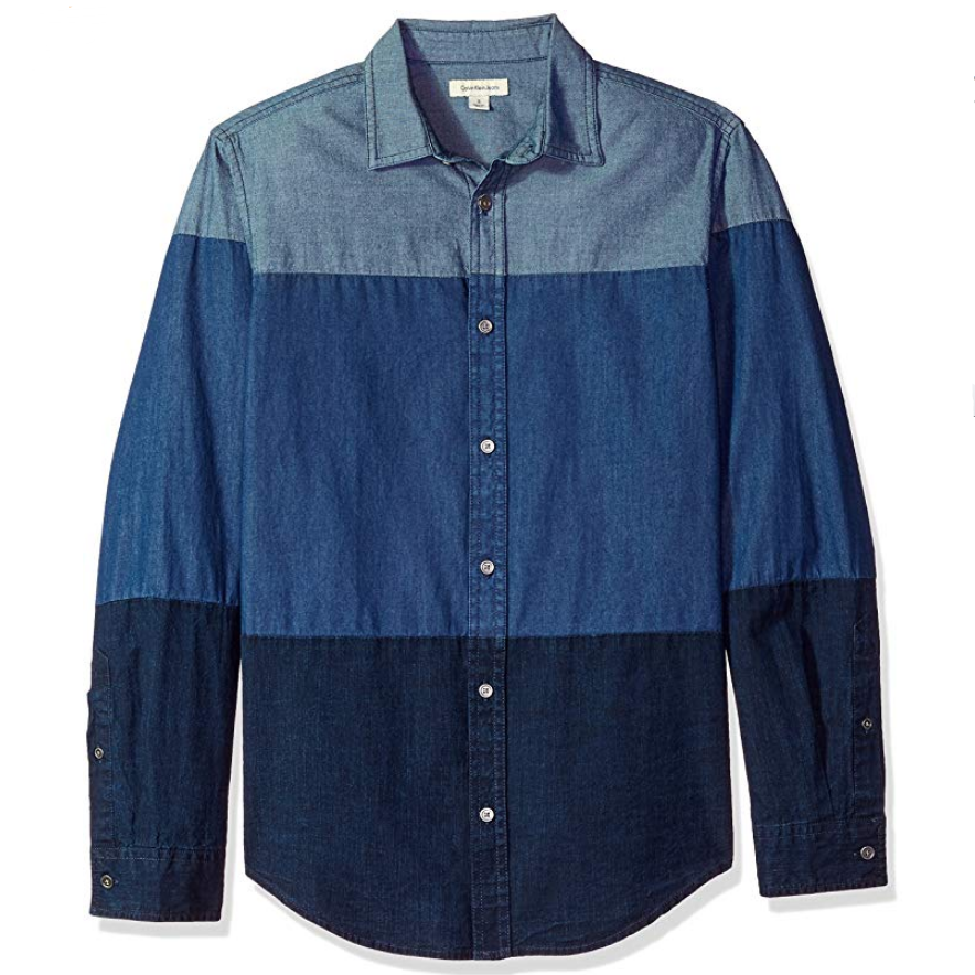 Calvin Klein Men's Long Sleeve Denim Button Down Shirt $20.70