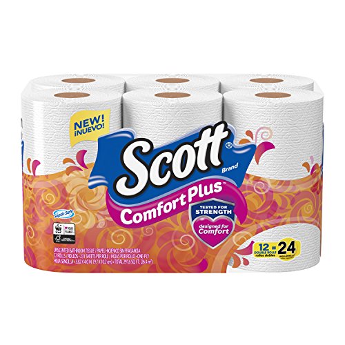 Scott 倍感柔软厕所卫生纸，12卷，原价$6.49，现点击coupon后仅售$4.79，免运费