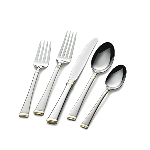 Mikasa 5184018 Harmony Gold-Accent 65-Piece Stainless Steel Flatware Set with Serveware, Service for 12, Only $119.99, free shipping