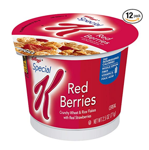 Kellogg's Special K, Breakfast Cereal in a Cup, Red Berries, Bulk Size, 12 Count (Pack of 12, 2.5 oz Cups) $9.16