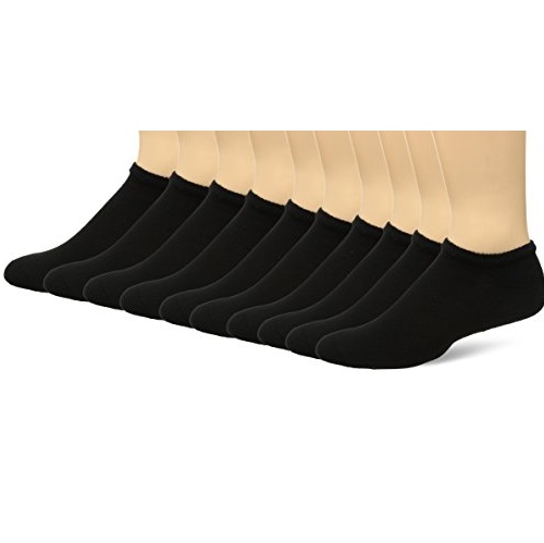 Fruit of the Loom Men's 10 Pack Low Cut No Show Socks, Black Shoe Size: 6-12, Only $9.34