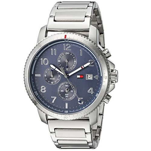 Tommy Hilfiger Men's Casual Sport Quartz Watch with Stainless-Steel Strap, Silver, 0.8 (Model: 1791360, Only $71.69, free shipping