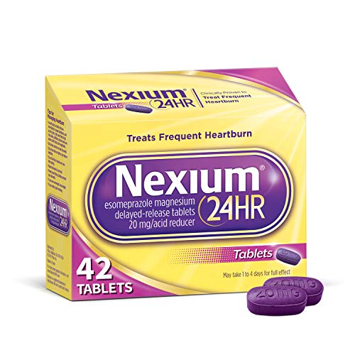 Nexium 24HR (42 Count, Tablets) All-Day, All-Night Protection from Frequent Heartburn Medicine with Esomeprazole Magnesium 20mg Acid Reducer, Only $18.40