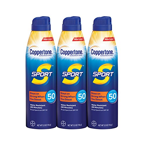 Coppertone SPORT Continuous Sunscreen Spray Broad Spectrum SPF 50 Multipack (5.5 Ounce Bottle, Pack of 3) (Packaging May Vary), Only $14.52