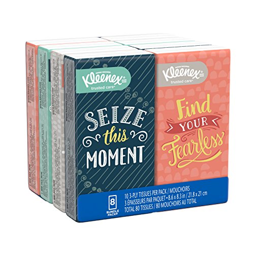 Kleenex Facial Tissues, On-The-Go Small Packs, Travel Size, 10 Tissues per Go Pack, 8 Packs, Only $2.99