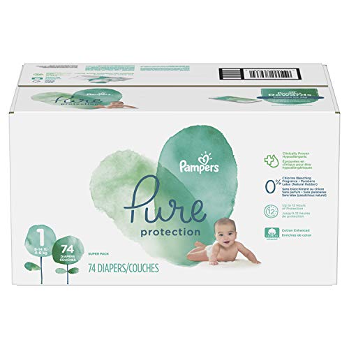 Diapers Newborn / Size 1 (8-14 lb), 74 Count - Pampers Pure Disposable Baby Diapers, Hypoallergenic and Fragrance Free Protection, SUPER, Only $19.94, You Save $2.05(8%)