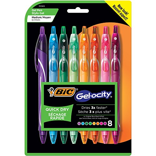 BIC Gel-ocity Quick Dry Retractable Gel Pen, Medium Point (0.7 mm), Assorted Colors, 8-Count, Only $5.62