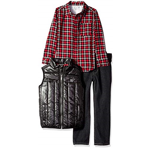 史低价！ Calvin Klein 男童衬衣、牛仔裤+保暖马甲3件套，现仅售$18.52