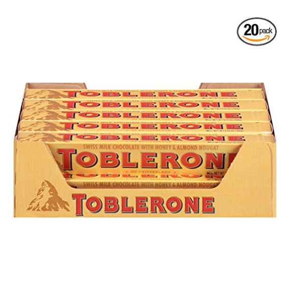 Toblerone 瑞士三角巧克力 20条装，点击Coupon后仅售$19.64，免运费