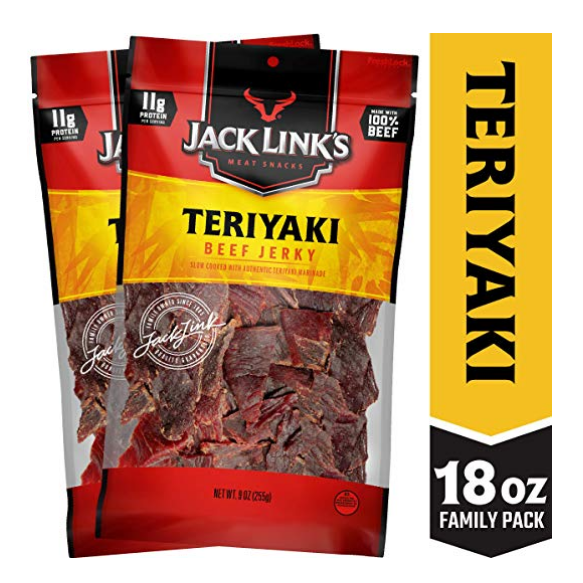 Jack Link’s Beef Jerky, Teriyaki, (2) 9 oz. Bags – Flavorful Everyday Snack, 11g of Protein and 80 Calories, Made with 100% Premium Beef, Soy, Ginger and Onion - 96% Fat Free, No Added MSG $14.81