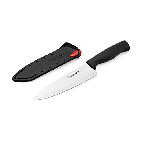 Farberware 5171956 High Carbon Stainless Steel Chef Knife with EdgeKeeper Self-Sharpening Sheath, 6-Inch, Black, Only $5.85