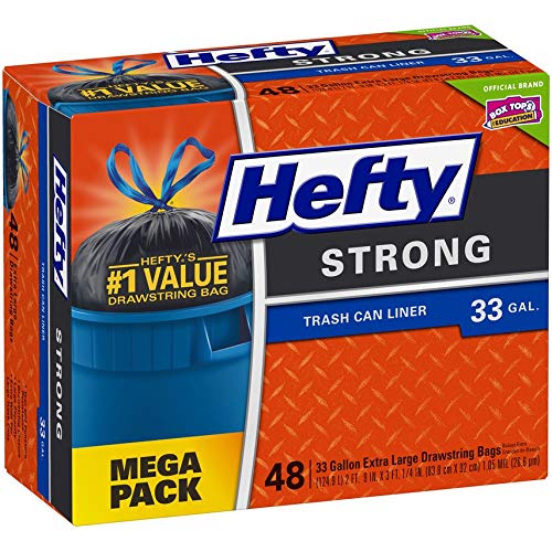 Hefty Strong Large Trash Bags - 33 Gallon, 48 Count, Only $9.55