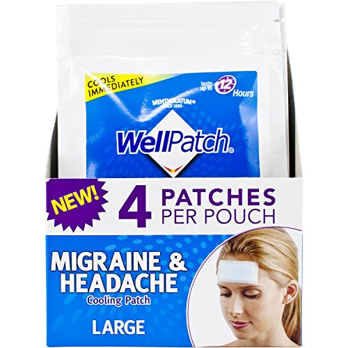 WellPatch Migraine & Headache Cooling Patch - Drug Free, Lasts Up to 12 hours, Safe to Use with Medication - Large Patches (4 Large Patches), Each 4.3 x 2 in, Only $2.99