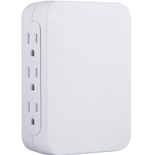 GE Pro 6 Outlet Wall Tap Surge Protector, Side Access, Power Outlet Adapter, 3 Prong Wall Mount, Plug In Outlet Extender, 1200 Joules, Warranty, UL Listed, White, 10353, Only $7.39