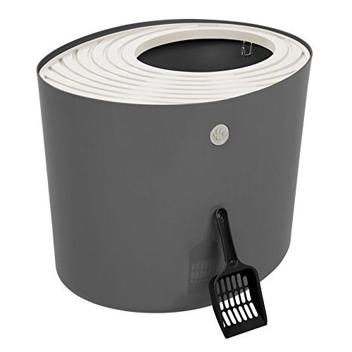 IRIS Top Entry Cat Litter Box with Cat Litter Scoop, Dark Gray & White, Only $14.78, You Save $18.21(55%)