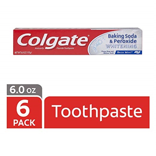 Colgate Baking Soda and Peroxide Whitening Toothpaste, Brisk Mint - 6 ounce (6 Pack), Only $7.58, free shipping after using SS