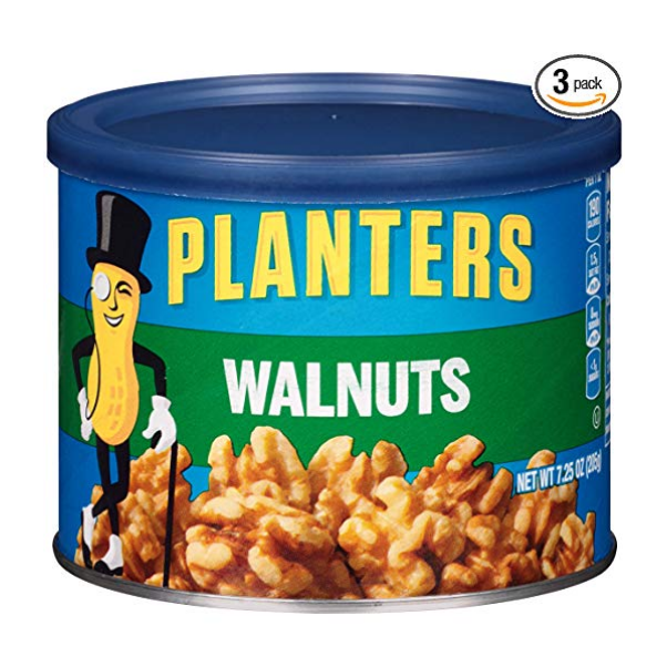 Planters Walnuts, Unsalted, 7.25 oz Canister (Pack of 3) $15.94