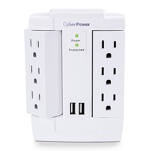 CyberPower CSP600WSURC2 Surge Protector, 1200J/125V, 6 Swivel Outlets, 2 USB Charging Ports, Wall Tap Design, Only $13.99, You Save $10.96(44%)