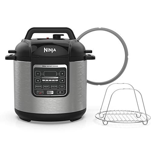 Ninja Instant, 1000-Watt Pressure, Slow, Multi Cooker, and Steamer with 6-Quart Ceramic Coated Pot & Steam Rack (PC101), Black/Si, Silver $49.99