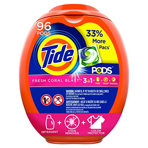 Tide Pods Liquid Detergent Pacs Fresh Coral Blast, 96 Count (Packaging May Vary), Only $16.18, free shipping after clipping coupon and using SS