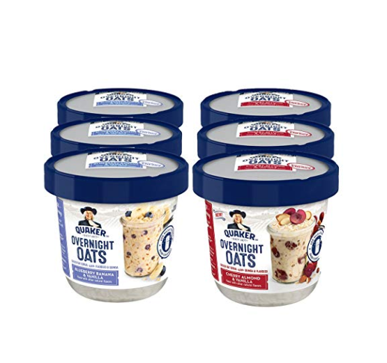 Quaker Overnight Oats Blueberry & Cherry Vanilla Variety Pack, 6 cups only $9.74
