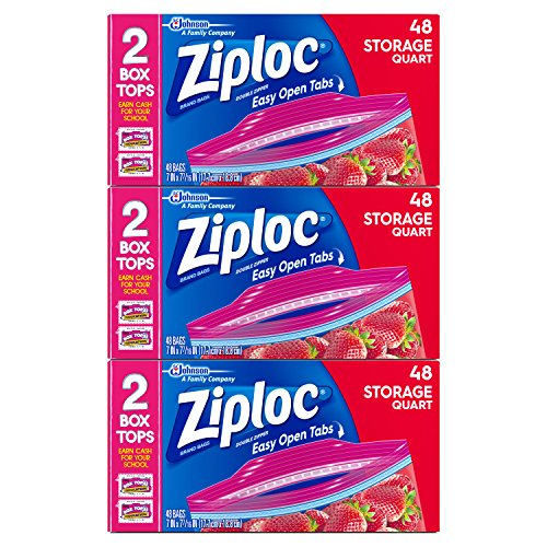 史低价！Ziploc 滑动封口 1夸脱容量 食物保鲜袋，48/盒，共3盒，原价$16.11，现点击coupon后仅售$11.27，免运费