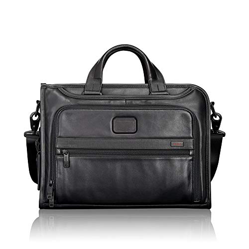 TUMI - Alpha 2 Slim Deluxe Portfolio Bag - Leather Organizer Briefcase for Men and Women - Black, Only $345.00, You Save $150.00(30%)