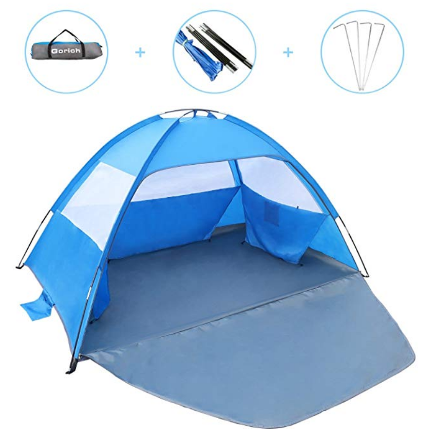 Gorich [2019 New] Beach Tent，UV Sun Shelter Lightweight Beach Sun Shade Canopy Cabana Beach Tents Fit 3-4 Person $31.99，free shipping