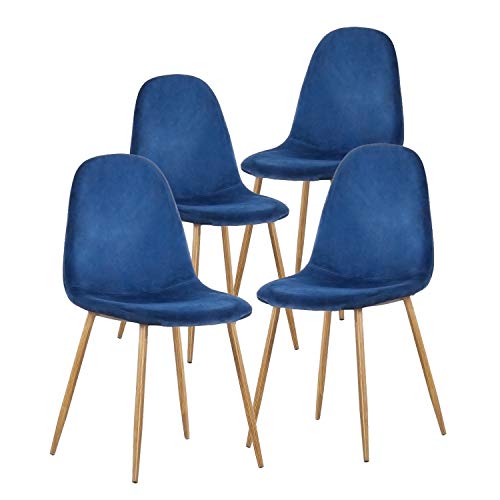GreenForest Dining Chairs for kitchen,Elegant Velvet Back and Cushion, Mid Century Modern Side Chairs Set of 4,Blue, Only $179.99, free shipping