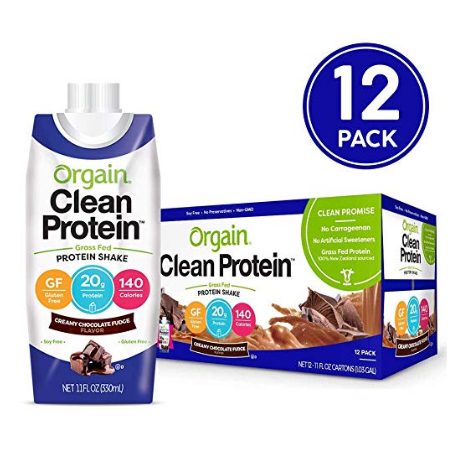 Orgain Grass Fed Clean Protein Shake, Creamy Chocolate Fudge - Meal Replacement, Ready to Drink, Gluten Free, Soy Free, Kosher, Non-GMO $12.58