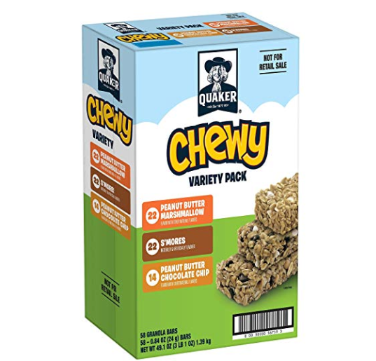 Quaker Chewy Marshmallow Variety Pack, 0.84oz Granola Bars, 58 Count only $8.99