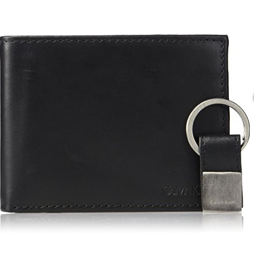 Calvin Klein 男士皮革钱包、钥匙扣套装，原价$45.00，现仅售$18.48