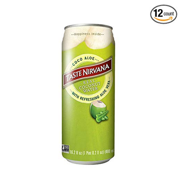 Taste Nirvana Real Coconut Water, Coco Aloe with Refreshing Aloe Vera, 16.2 Ounce Cans (Pack of 12) $19.60，free shipping